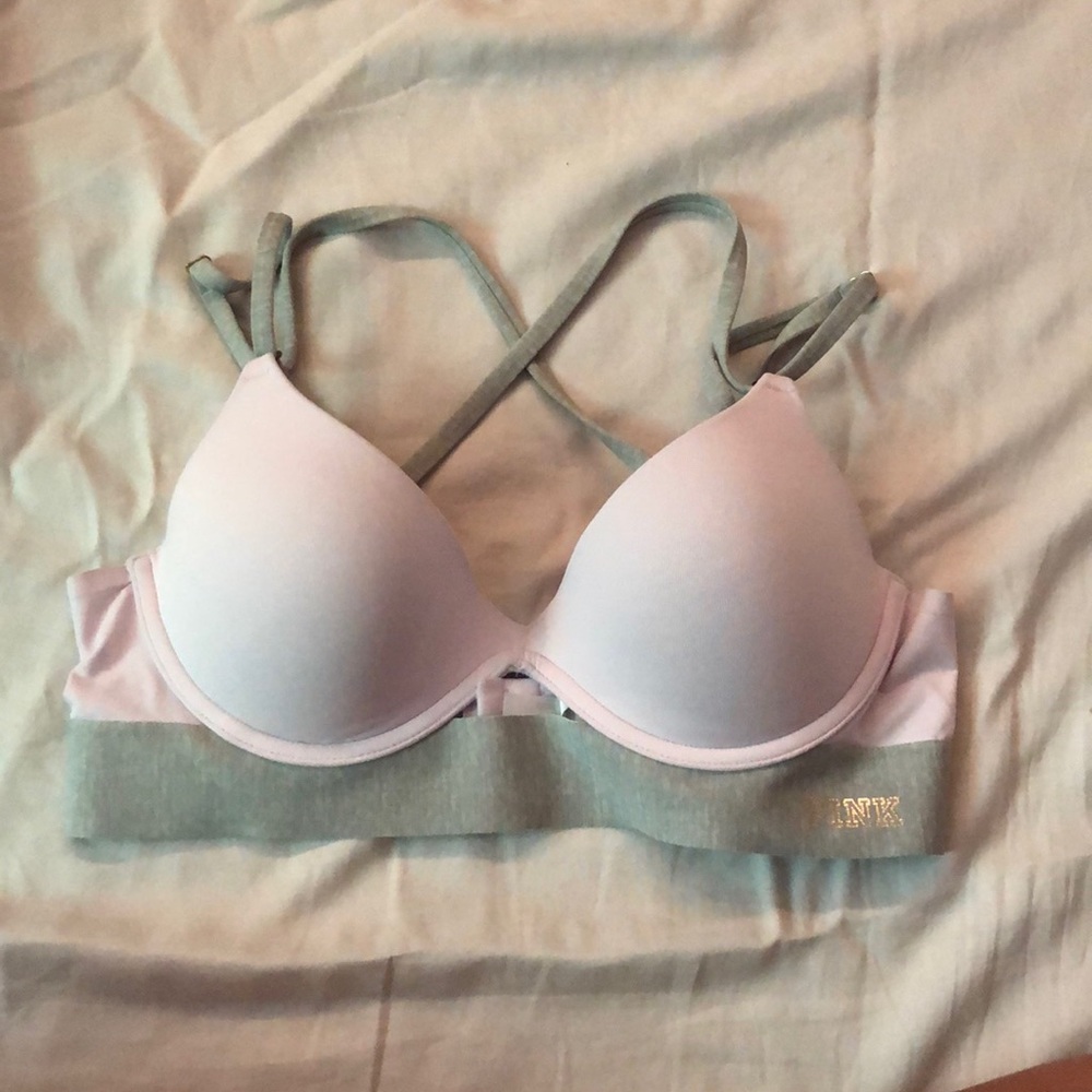 Pink supportive strappy bra